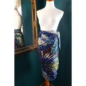 Vintage Pacific Connections Tropical Colorful Monstera Wrap Skirt Swim Coverup
